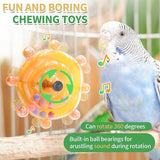 KUTKUT Bird Toys for Parakeets, Funny Parrot Spinner Toy Wheel Interactive Parrot Rotate Toy Rattle Cockatiel Toy for Chewing Exercise Bird Cage Entertainment  Chewing Toy for Budgies Lovebirds