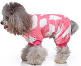 KUTKUT Dog Pajamas Flannel Dog Onesie Comfy Velvet Winter Pajamas Coat Jumpsuit for Small Dogs and Puppies, Winter Warm Dog Clothes with Legs Pet Doggie Onesies Romper Coat (Polar Bear )