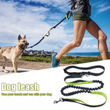 KUTKUT Hands Free Dog Running Leash with Adjustable Waist 28" to 48", Dual Handle Elastic Bungees Retractable Rope for Small, Medium and Large Dogs, Reflective Stitches for Running, Walking Hiking.…