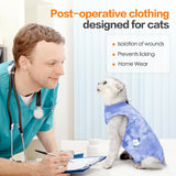 KUTKUT Cat Recovery Suit for Male & Female Surgical Post Surgery Onesie Tie Dye Cats Clothes Neuter Licking Protective Diapers Outfit Cover Kitten Spay Collar Alternative (BLUE)