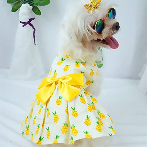 KUTKUT Pack of 2 Fruit Print Soft Comfortable Cotton Dress For ShihTzu, Yorkii, Pomeranian etc| Beautiful Cute Backnot Strap Princess Skirt For Small Dogs & Cats - kutkutstyle