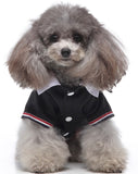 KUTKUT Small Dog Double Breasted Plaid Tuxedo with Button Decore Pet Dog Wedding Dress Shirt for Birthday Costumes, Formal Dog Wedding Attire Outfits Dress Up Bowtie Apparel (Black)