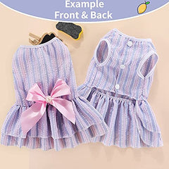 Kutkut Pack of 2 Summer Tutu Dresses for Small Dogs & Cats – Lightweight Striped Princess Outfits for Puppies, Kittens, Chihuahuas, Shih Tzus & More