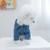 KUTKUT Dog Jeans Jacket Cool Blue Denim T-Shirt Harness, Comfort and Cool Apparel, Classic Denim Tank Top Lapel Vest Dog Shirt Puppy Costume for Small Dogs & Cats (Blue)