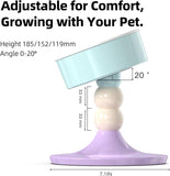 KUTKUT Ceramic Elevated Raised Cat & Small Dogs Bowl, Cat Food Dish with Stand, 3 Height Adjustable Raised Dog Bowl Stand for Small Dog Cats,Adjusts to 4.69",5.98",7.28"(Capacity:350ml, Mint Lavender)