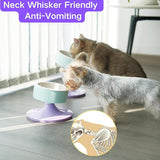 KUTKUT Ceramic Elevated Raised Cat & Small Dogs Bowl, Cat Food Dish with Stand, 3 Height Adjustable Raised Dog Bowl Stand for Small Dog Cats,Adjusts to 4.69",5.98",7.28"(Capacity:350ml, Mint Lavender)