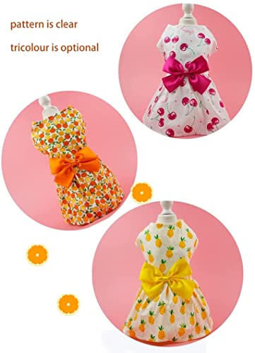 KUTKUT Lovely Floral Small Pet Frock | Summer Clothing for Shihtzu,Pug,Pomeranian Wedding Dress  Pack of 2 (Oranges & Cherries)) - kutkutstyle