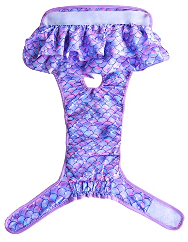 KUTKUT 2 Pcs  Female Dog Adjustable Diapers Reusable Washable Super Absorbency Leak-Proof Mermaid Pattern Nappie Dress for Dogs in Heat, Period or Excitable Urination, Sanitary Panties - kutk
