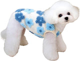 KUTKUT Dog Sleeveless Sweater with D-Ring for Small Puppy & Cats, Winter Puppy Floral Sweater Shirt Cold Weather Plush Warm Doggie Outfit for Maltese, ToyPoodle, Toypom  (Blue Floral)