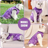 KUTKUT Cat Recovery Suit for Male & Female Surgical Post Surgery Onesie Tie Dye Cats Clothes Neuter Licking Protective Diapers Outfit Cover Kitten Spay Collar Alternative