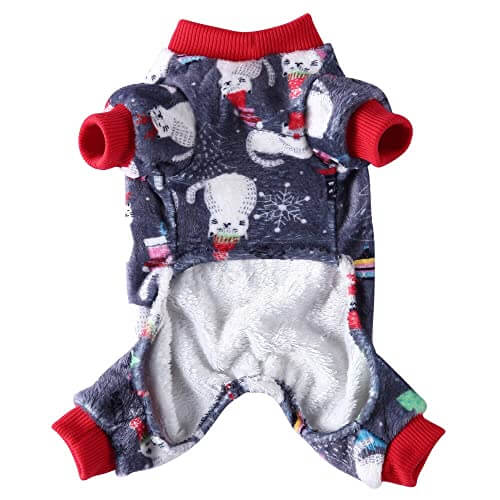 KUTKUT 2 Pc Dog Pajamas for Small Dog Boy Girl Fleece Puppy pjs Jammies 4 Leg Dog Clothes for Maltese, Shihtzu Winter Warm Onesies Jumpsuit Clothing for Pet Dogs Male Female - kutkutstyle