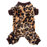 KUTKUT Dog Pajamas Flannel Dog Onesie Comfy Velvet Winter Pajamas Coat Jumpsuit for Small Dogs and Puppies, Winter Warm Dog Clothes with Legs Pet Doggie Onesies Romper Coat (Leopard) )