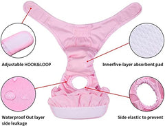 KUTKUT 2 Pcs Dog Female Diapers,Highly Absorbent Reusable Doggie Diapers, Washable Diapers for Dog Period Panties Dresses for Dogs in Heat Period or Excitable Urination - kutkutstyle
