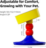 KUTKUT Ceramic Elevated Raised Cat & Small Dogs Bowl, Cat Food Dish with Stand, 3 Height Adjustable Raised Dog Bowl Stand for Small Dogs Cats,Adjusts to 4.69",5.98",7.28"(Capacity:350ml, Blue Yellow)