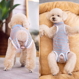 KUTKUT Puppy Kitten Surgical Suit, Surgery Recovery Suit for Female Dogs After Spay, Dog Cats Surgical Onesie with Pee Hole Collar Cone Alternative for Abdominal Wounds (Blue)