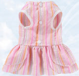 KUTKUT Small Dog Cat Girl Dress Cute Bowknot Tutu Dress Striped Summer Dog Clothes for Small Dogs Girl Toypom, Yorkshire, Mltese Cat Pet Apparel Outfit (Pink)