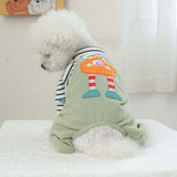 KUTKUT Dog Clothes Striped OnesieShirt, Cute Dog Pajamas Bodysuit Coat Jumpsuit Overalls Soft Comfort Pjs Apparel Winter Costume, Dog Outfit for Small Dogs Cats Kitten Green