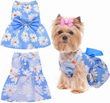 KUTKUT 2 Pack Dog Bowknot Dress Hawaiian Daisy Puppy Dresses for Small Dogs Girl Dog Clothes Outfit Apparel Cute Summer Cat Clothing for Maltese Yorkie - kutkutstyle