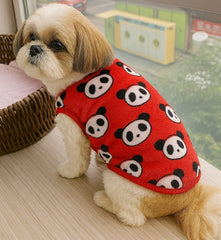 KUTKUT Cute Panda Cartoon Print Fashion Soft Flannel Fleece Shirt for Small Puppy/Cat