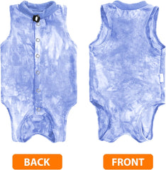 KUTKUT Cat Recovery Suit for Male & Female Surgical Post Surgery Onesie Tie Dye Cats Clothes Neuter Licking Protective Diapers Outfit Cover Kitten Spay Collar Alternative (BLUE)