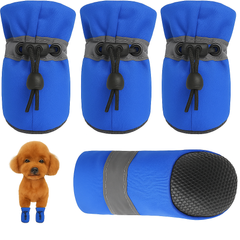 KUTKUT Dog Boots Paw Protector, Anti-Slip Dog Shoes Pet Booties with Reflective Straps for Small Dogs