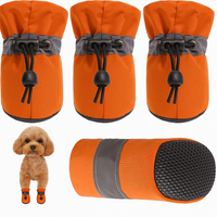 KUTKUT Washable Dog Boots Paw Protector for Hot Pavement | 1 Pair Pack of 4pcs Anti-Slip Dog Shoes with Reflective Straps for Small Dogs (Orange)