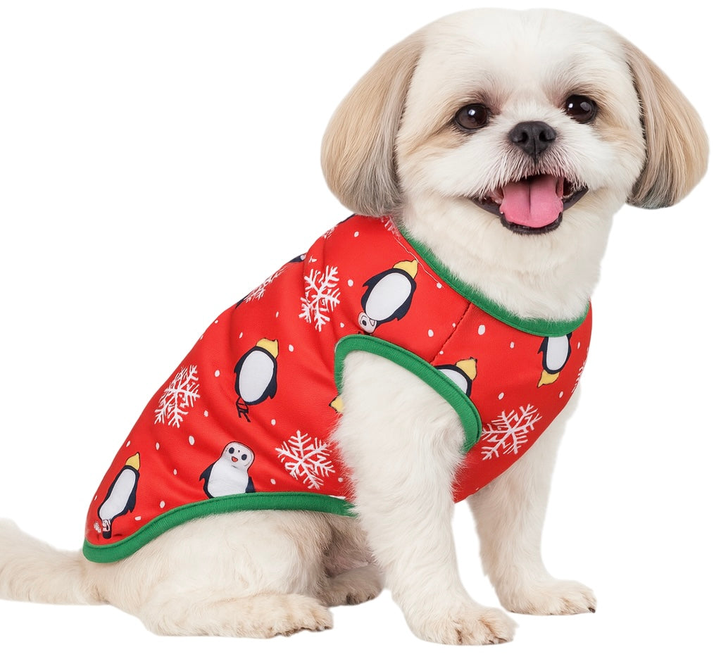 KUTKUT Christmas Style Small Dog Shirt | Vest Sleeveless Snowflakes Printed Soft Texture T- Shirt for Yorkie, Maltese, Shih Tzu etc.
