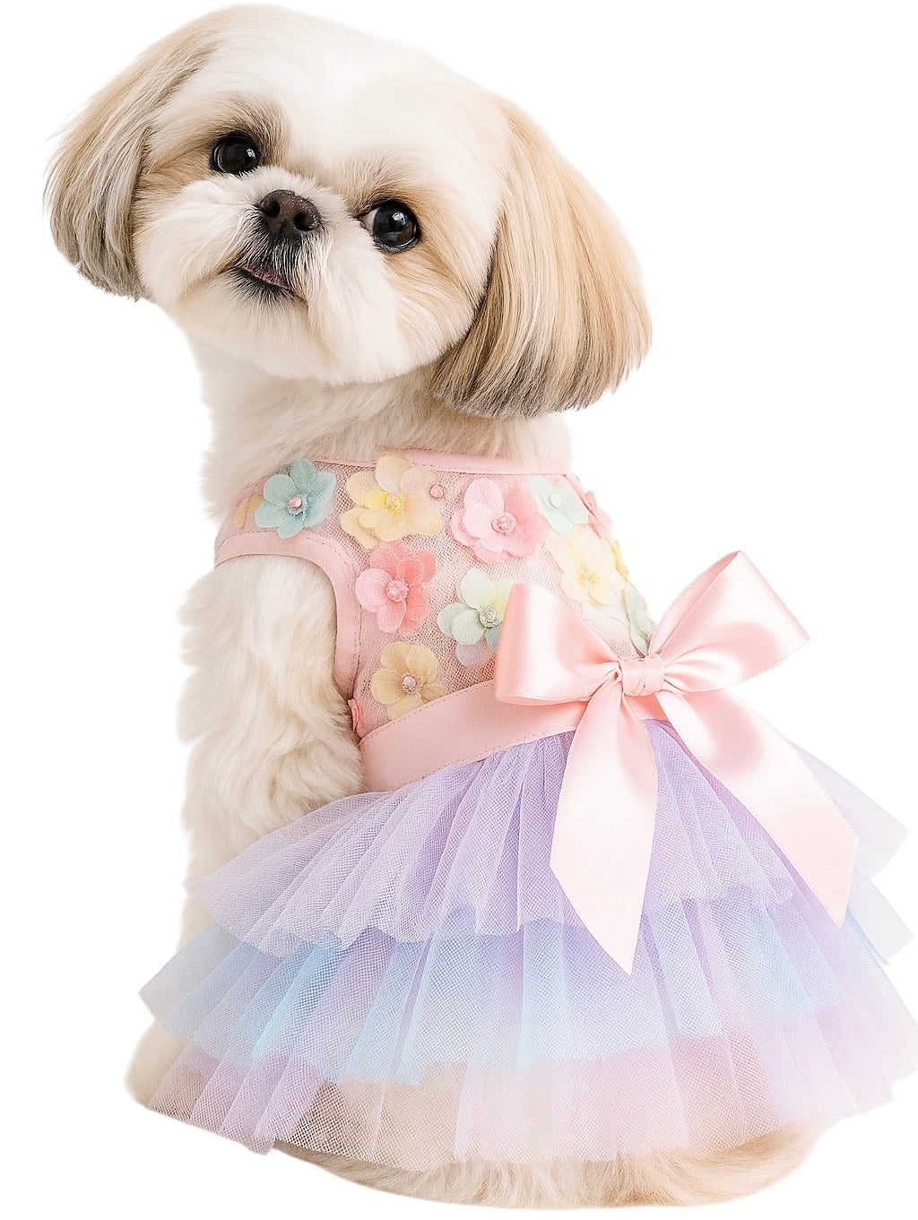 KUTKUT Birthday Dress for Small Dogs Cats Girl Mesh Skirt Dress Summer Spring Dog Clothes For Chiuhuahua,Toy pom Outfits Apparel Pet Cat Princess Dress Tulle Dress Birthday Party Tutu Skirt.