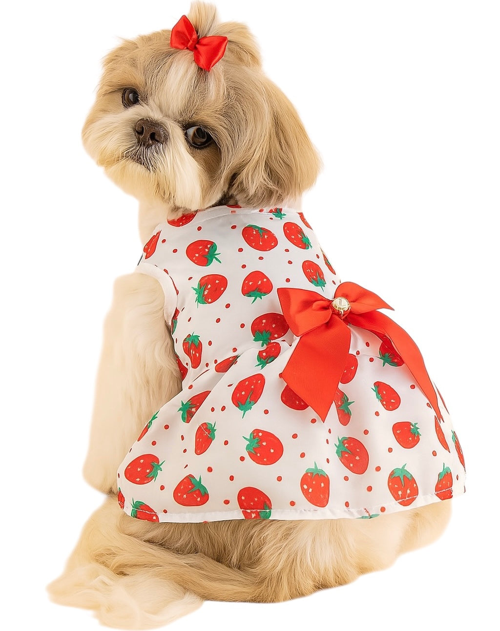 KUTKUT Small Girl Dog & Cat Dress with Lovely Silk Bow Pet Apparel | Puppy Summer Dress Birthday Pet Apparel Dress | Frock Dress for Shihtzu, Poodle etc