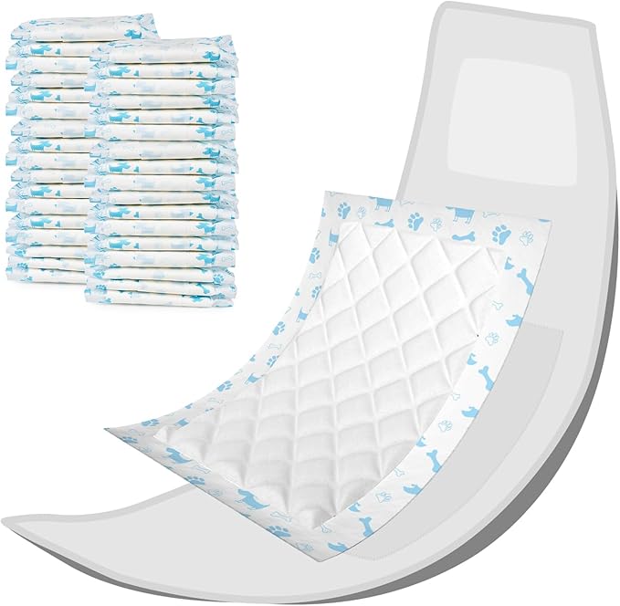 KUTKUT 25Pcs Disposable Dog Diaper Liners Booster Pads - Fit for Most Washable Dog Diapers & Dog Belly Bands Wraps, Ultra Absorbent for Marking, Incontinence, Female in Heat