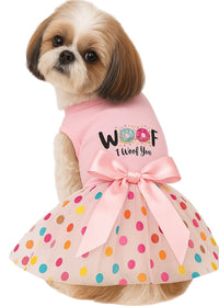 KUTKUT Small Dog Birthday Dress,Colourfull Polka Print Spring Clothes for Small Dogs Cat Puppy Kitten Princess Tutu Cute Dog Tulle Dress Pet Party Dress