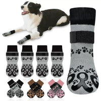 KUTKUT Dog Socks to Prevent Licking Paws - Double Side Dog Booties for Hot Pavement, Dogs Paw Sock, No Twist Dogs Socks for Hardwood Floors Anti Slip (Black Grey)