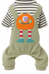 KUTKUT Dog Clothes Striped OnesieShirt, Cute Dog Pajamas Bodysuit Coat Jumpsuit Overalls Soft Comfort Pjs Apparel Winter Costume, Dog Outfit for Small Dogs Cats Kitten Green