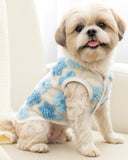 KUTKUT Dog Sleeveless Sweater with D-Ring for Small Puppy & Cats, Winter Puppy Floral Sweater Shirt Cold Weather Plush Warm Doggie Outfit for Maltese, ToyPoodle, Toypom  (Blue Floral)