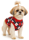KUTKUT Dog Puppy Sleeveless Shirt, Brethable Plaid Cotton Argyle Pattern Tank Top, Summer Clothes for Cats and Small Dogs Mini Poodle, Scotti, Bichon