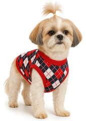KUTKUT Dog Puppy Sleeveless Shirt, Brethable Plaid Cotton Argyle Pattern Tank Top, Summer Clothes for Cats and Small Dogs Mini Poodle, Scotti, Bichon