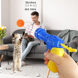 KUTKUT 51Pcs Cat Ball Toy Launcher Gun, Cat Balls Fetch Toy, 50Pcs Plush Fuzzy Balls Launcher Cat Toy for Cats with 1 Gun,Funny Interactive Cat Toys for Bored Indoor Adult Cats,Cute Kitten Kitty Toys