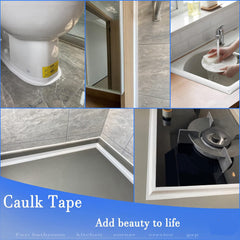 EZYHOME Caulk Strip Tape,Waterproof and Oil-Proof 38mm x 3.2m Caulk Strip Tape for Cooktop, PVC Self Adhesive Caulk Tape for Sink,Toilet, Bathroom,Wall Edge, Sealing Tape for Bathtub