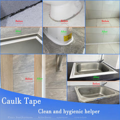 EZYHOME Caulk Strip Tape,Waterproof and Oil-Proof 38mm x 3.2m Caulk Strip Tape for Cooktop, PVC Self Adhesive Caulk Tape for Sink,Toilet, Bathroom,Wall Edge, Sealing Tape for Bathtub