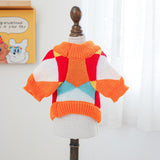 KUTKUT Orange Plaid Pattern Knit Jumper Small Dog Cat Warm Coat, Winter Pullover Pet Clothes, Designer Small Dog Cat Cold Weather Sweater