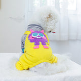 KUTKUT Dog Clothes Striped OnesieShirt, Cute Dog Pajamas Bodysuit Coat Jumpsuit Overalls Soft Comfort Pjs Apparel Winter Costume, Dog Outfit for Small Dogs Cats Kitten Yellow