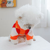 KUTKUT Orange Plaid Pattern Knit Jumper Small Dog Cat Warm Coat, Winter Pullover Pet Clothes, Designer Small Dog Cat Cold Weather Sweater