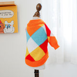 KUTKUT Orange Plaid Pattern Knit Jumper Small Dog Cat Warm Coat, Winter Pullover Pet Clothes, Designer Small Dog Cat Cold Weather Sweater