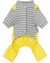 KUTKUT cotton Dog Clothes Striped Onesie Shirt, Cute Dog Pajamas Bodysuit Coat Jumpsuit Overalls Soft Comfort Pjs for Small Dogs Cats Kitten Boy Girl (Yellow)