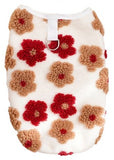 KUTKUT Winter Small Dog Cat Floral Sleeveless Vest Soft Warm Coral Fleece Double Layer Cozy Soft Button Open Sweater Small Doggie Outfit for Maltese, ToyPoodle, Toypom (Red Floral)