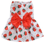 KUTKUT Cute Straberry Pattern Dog Dress with Lovely Bow Pet Apparel Dog Clothes for Small Dogs and Cats | Puppy Summer Dress Birthday Pet Apparel Dress