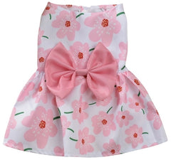 KUTKUT Cute Floral Pattern Dog Dress with Lovely Bow Pet Apparel Dog Clothes for Small Breed Dogs & Cats | Puppy Summer Dress Birthday Pet Apparel Dress