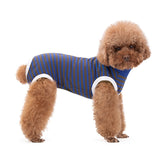 KUTKUT Dog Surgical Blue Striped Recovery Suit, Recovery Shirt for Male Female Dog Abdominal Wounds Bandages Cone E-Collar Alternative, Anti-Licking Pet Surgical Suit (Black)