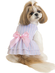 KUTKUT Frock Dress for Small Dog Girl Puppy Clothes Female Princess Tutu Striped Skirt Summer Dress for Shih Tzu, Maltese Cat Pet Apparel Outfits