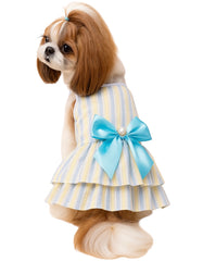 KUTKUT Stripe Dress for Small Dog Girl Puppy Clothes Female Princess Tutu Skirt Summer Dress for Shih Tzu, Maltese Cat Pet Apparel Outfits
